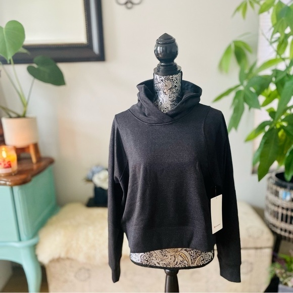 NWT Lululemon Loungeful Cropped Hoodie Sweater in Dark Sparkle, Size 12 - Picture 6 of 12